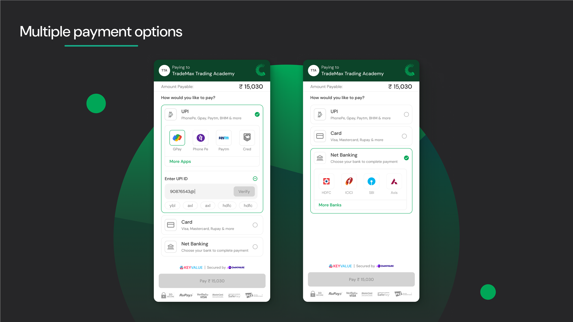 App interface of partial payment for collecting fees through CoFee